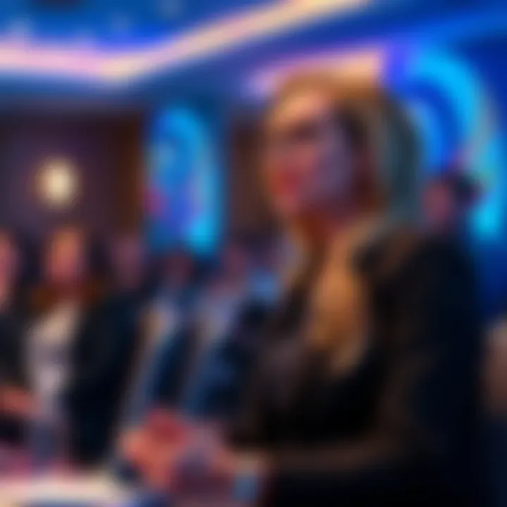 Staci Warden, CEO of Algorand, speaking at a conference, highlighting blockchain technology and its impact on finance and women empowerment.