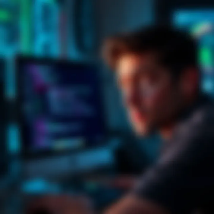 A person looking frustrated at a computer screen displaying an error message related to Stader access issues