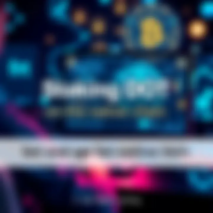 A person using a computer to stake DOT on the native blockchain, surrounded by visual representations of cryptocurrency and security icons.