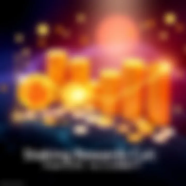 Graphic showing a downward trend in staking rewards from 2.5% to 2.285% with investment symbols