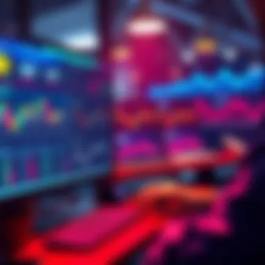 A person checking different platforms for staking Solana, with graphs and charts showing market trends on a computer screen