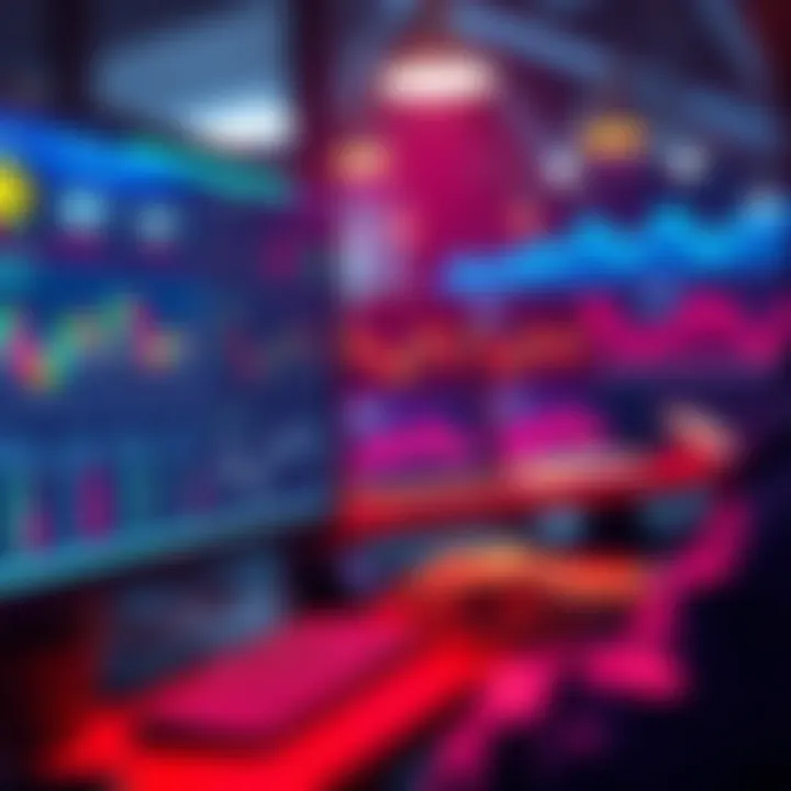 A person checking different platforms for staking Solana, with graphs and charts showing market trends on a computer screen