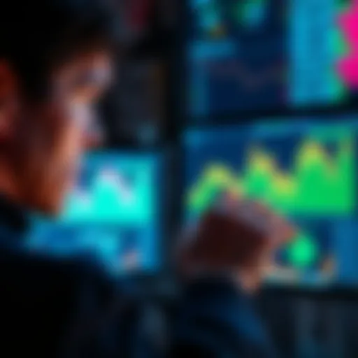 A worried person looking at a declining graph on a computer screen, symbolizing the risks of staking USDC on Morpho.