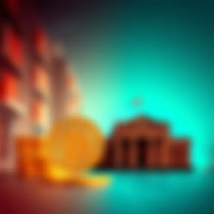 A graphic showing cryptocurrency coins like Solana and Cardano next to a traditional bank building, illustrating the concept of staking versus banking profits.