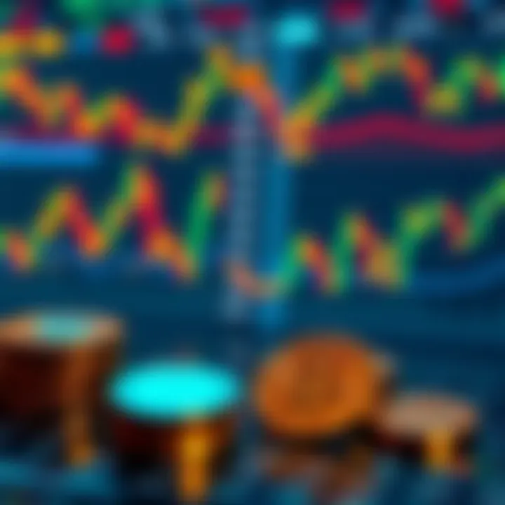A visual comparison showing traditional stock charts alongside cryptocurrency symbols, illustrating the contrast between conventional and digital assets.