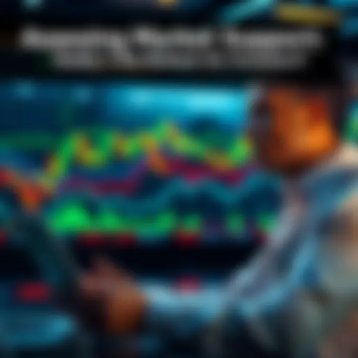 A financial expert analyzing stock market trends with graphs and charts in the background.