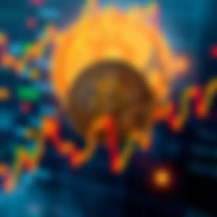 Graph showing stock market surge with Bitcoin logo emerging in the background
