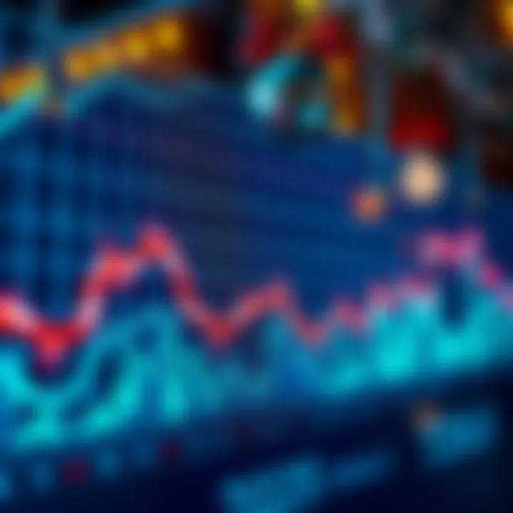A chart showing stock market performance with festive decorations like Christmas lights and ornaments