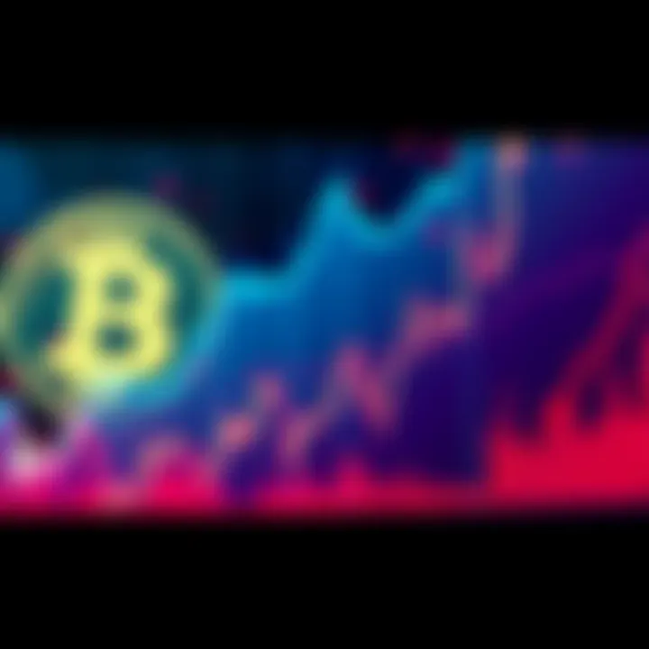 A graph showing an upward trend in stock prices, with Bitcoin logo in the background