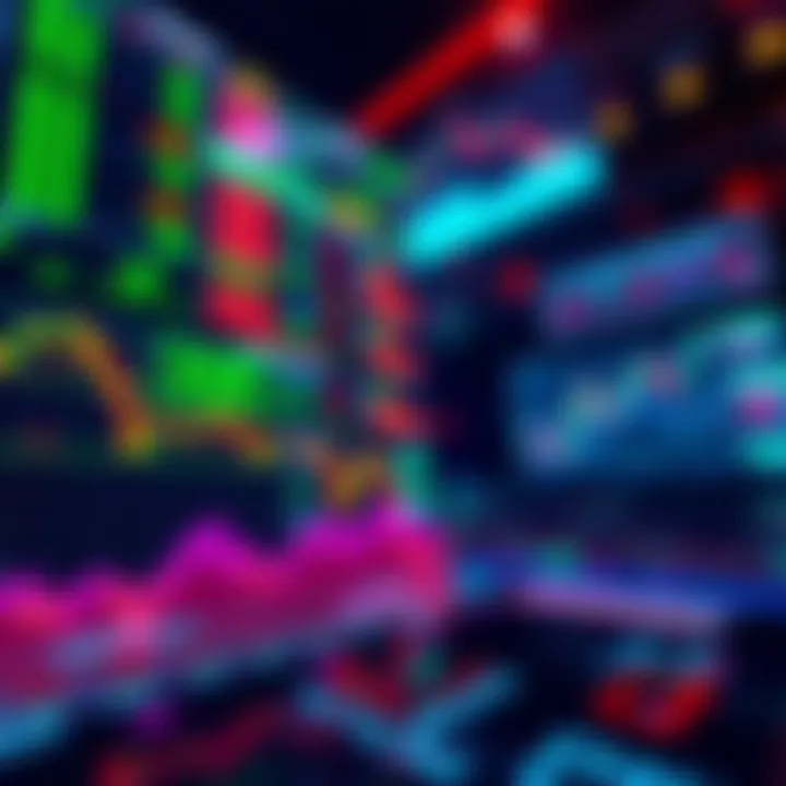 Real-time stock market trading with graphs and charts showing buys and sells