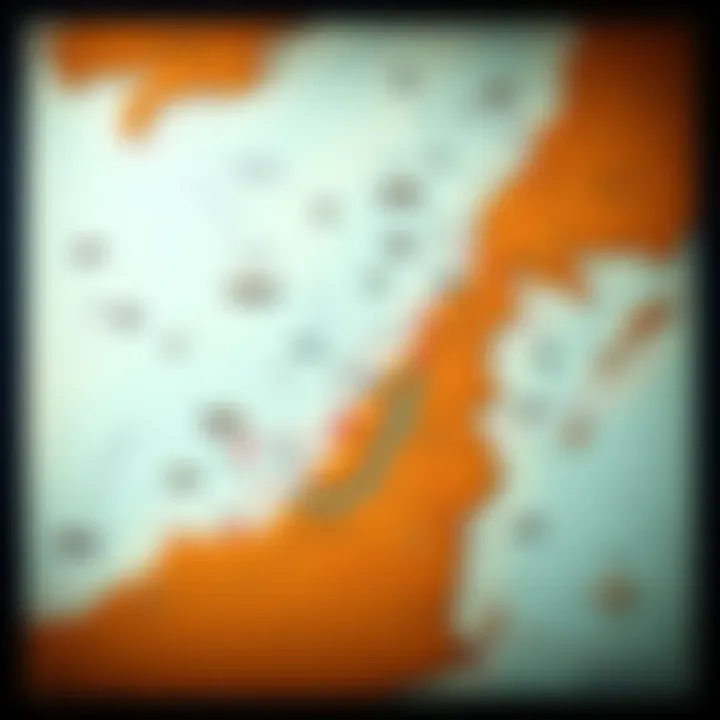 Detailed navigational chart showing the Strait of Hormuz with shipping routes and key landmarks