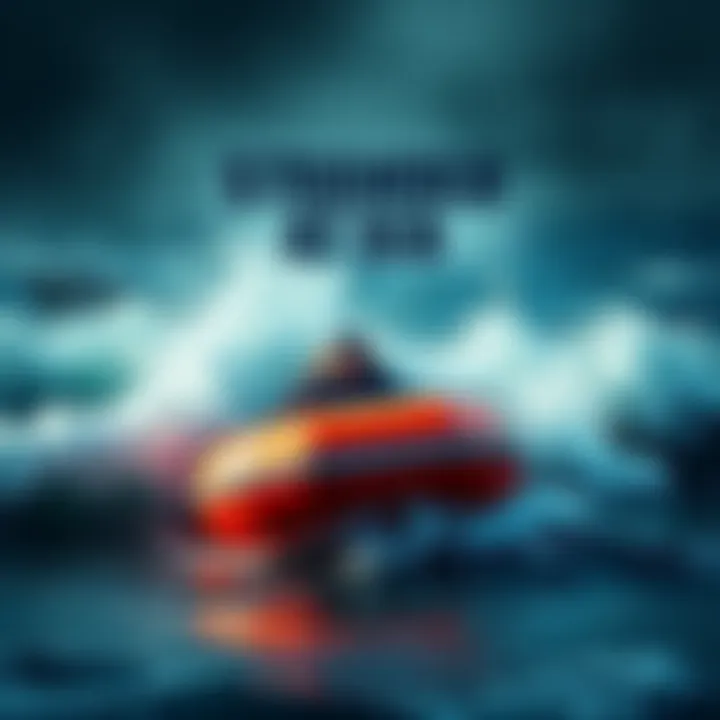 A person struggling to survive on a life raft surrounded by turbulent sea waves, illustrating a failed escape attempt.