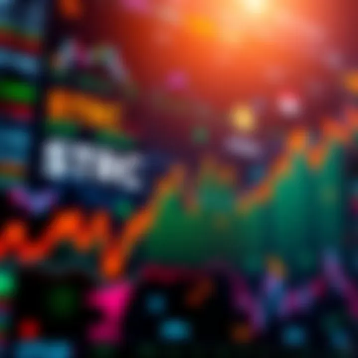 Visual representation of STRC stock chart showing high dividends and potential decline over time, with financial symbols and numbers in the background.