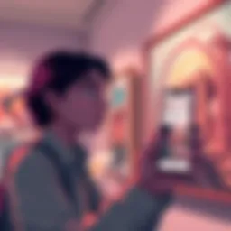 Student considering art sale Architecture student looking at their artwork and a phone showing a TikTok chat about selling art