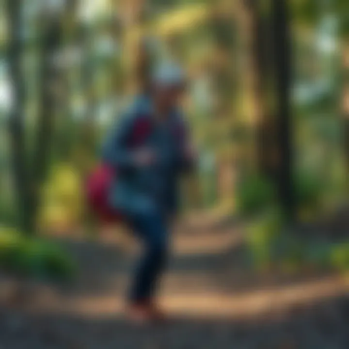 A college student practicing shuffling in a quiet forest area, surrounded by trees and nature, away from dorm noise.