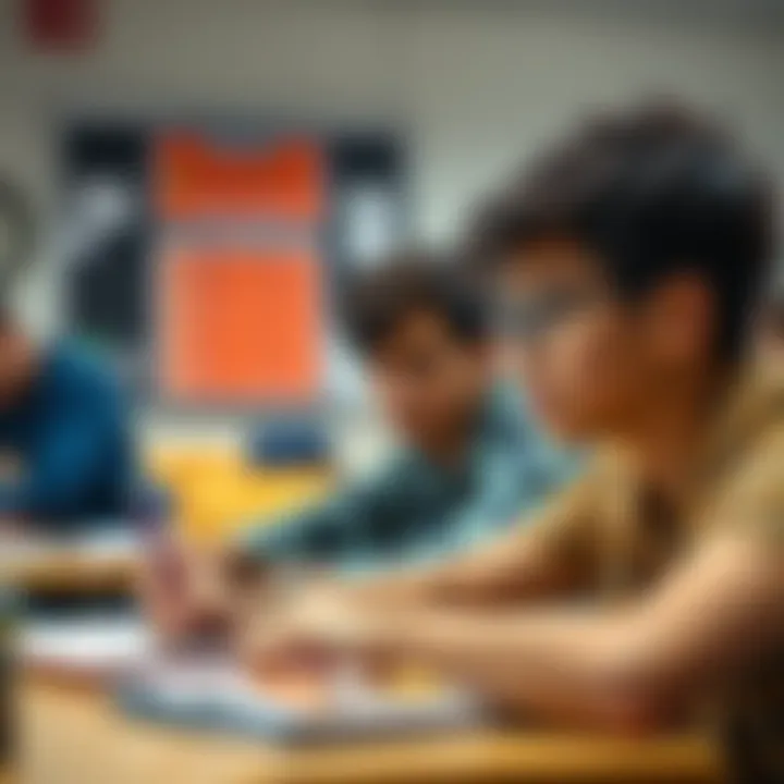 A student focuses on advanced topics in a classroom while ignoring homework assignments.