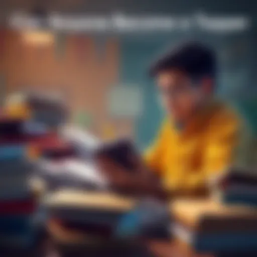 A focused student surrounded by books and notes, contemplating academic success on Day 49