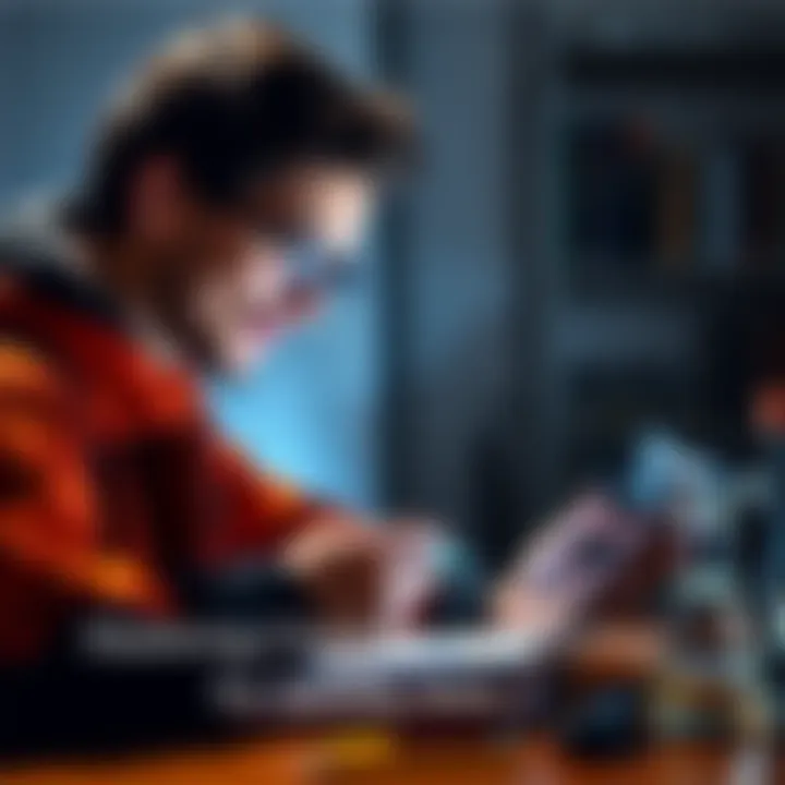 A student focused on studying Chemistry and Zoology with notes and an app open on a tablet
