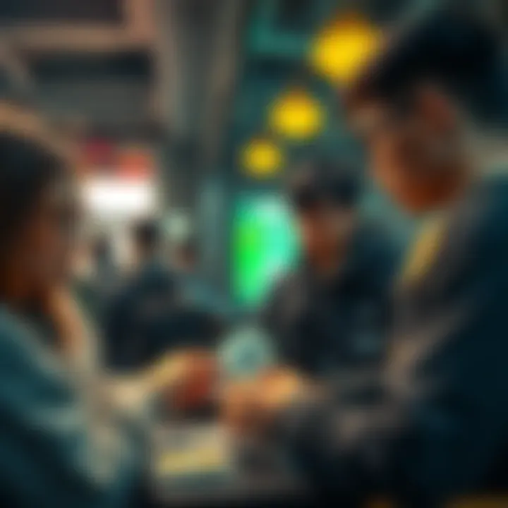 Group of students engaged in Bitcoin Cash activities at CHAPA BCH Meetup, making transactions with free stamps