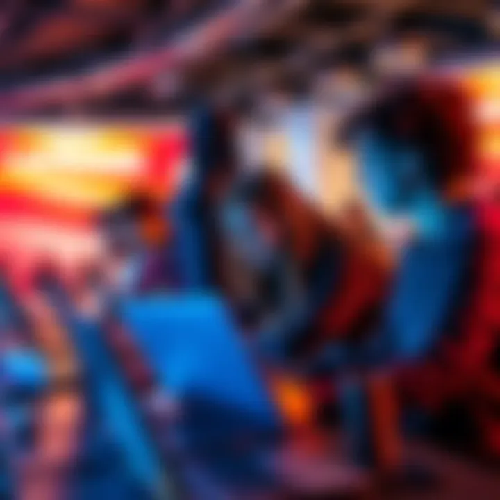 A group of students working together on laptops during a hackathon, brainstorming ideas and solutions for their projects.