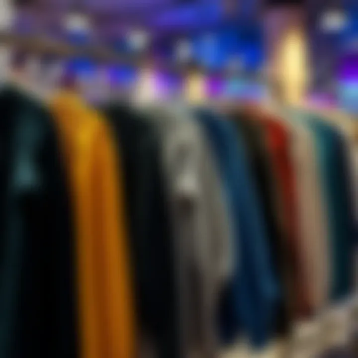 A selection of fashionable jumpers hanging on a rack, showcasing various styles and colors suitable for a UK wardrobe