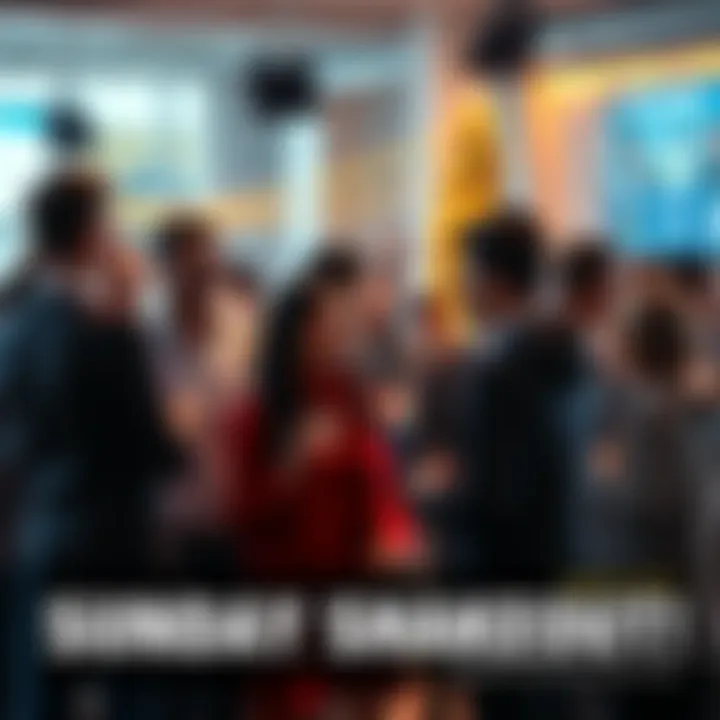 A group of people gathering together sharing good luck wishes as they prepare for a new week