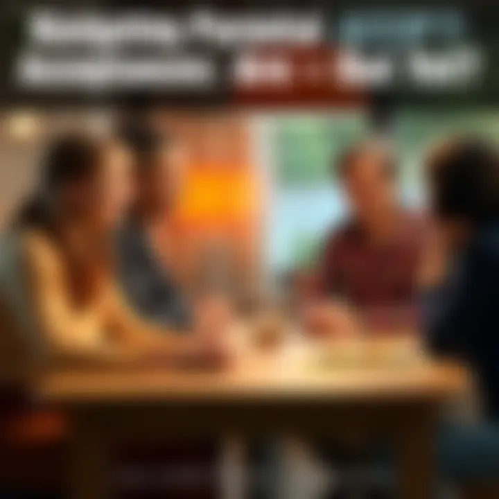 Supportive Family Conversation A young person sits at a table with their parents, having an open discussion about sexual orientation, with supportive expressions on their faces.