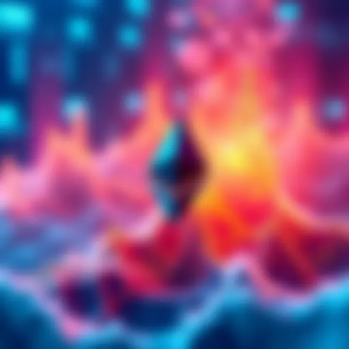 A graphic showing a spike in Ethereum network activity, with visual elements representing dusting attacks in the crypto space.