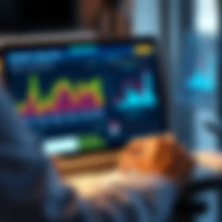 A person analyzing survey results on a laptop with charts and graphs displayed, representing user trends and preferences.