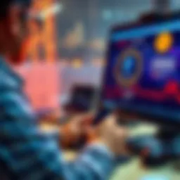 A person using a computer to exchange Ethereum (ETH) for USD Coin (USDC) without identity verification, showcasing a digital wallet on the screen