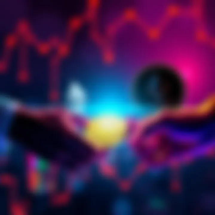 Graphic showing Ethereum and USDC coins exchanging hands with a quick transaction symbol