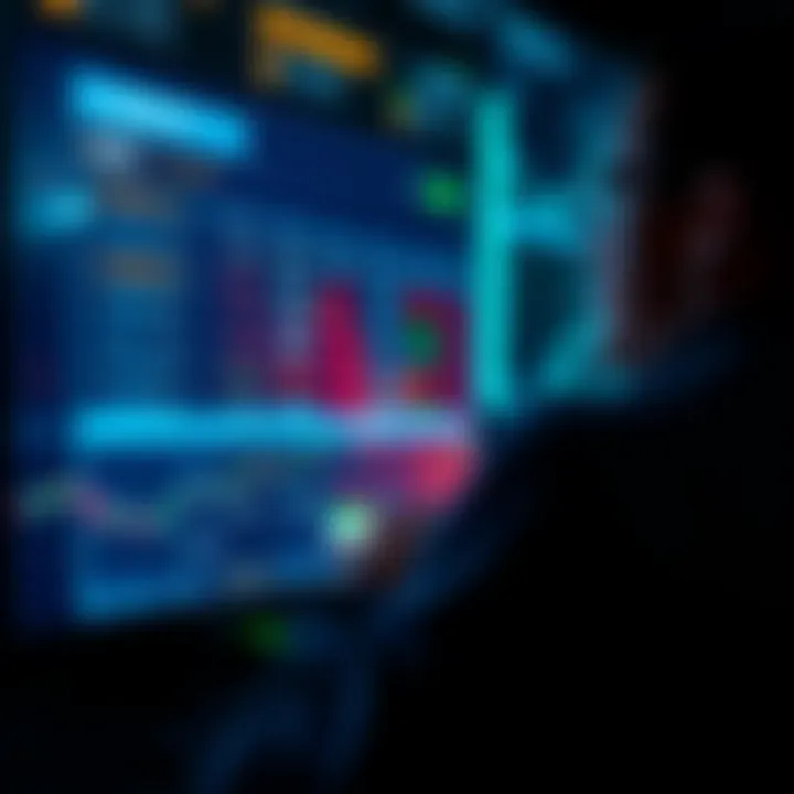 A person looking at a computer screen displaying cryptocurrency exchange rates and USD conversion options