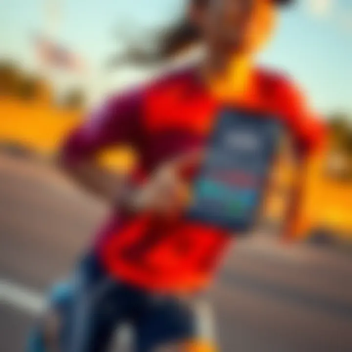 A person running with a smartphone displaying their steps history, showing engagement in the Sweat Streak Challenge.
