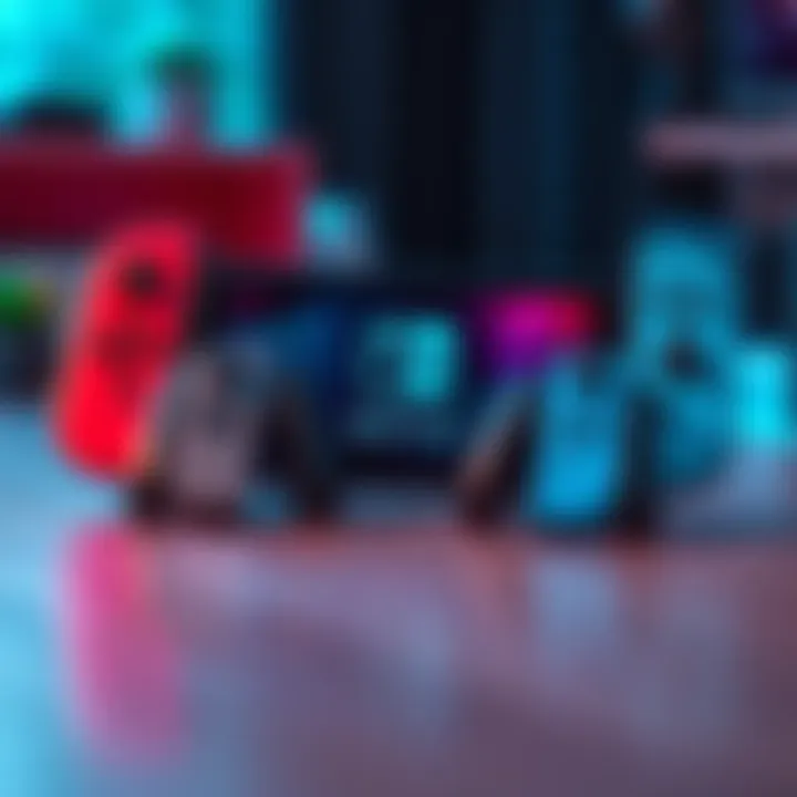 A Switch 2 console displayed with controllers, highlighting its sleek design, ready for gaming