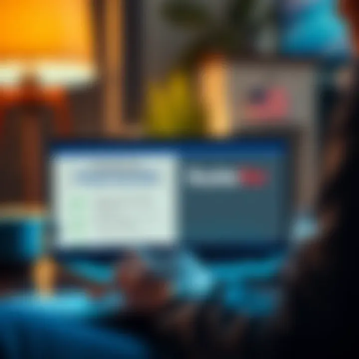 A person comparing tax filing options on a laptop, showing FreeTaxUSA and TurboTax side by side.