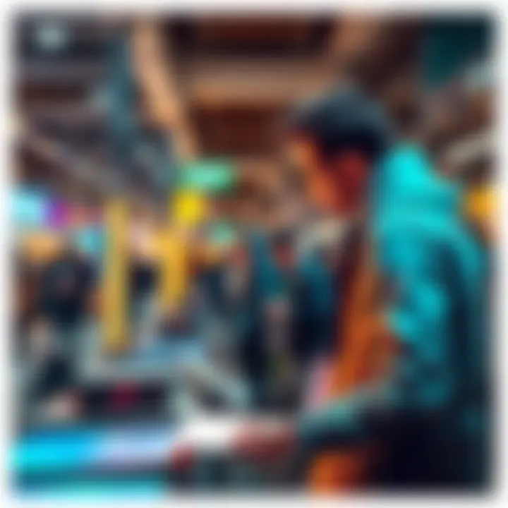 XRP Promotion in Sydney A person in Sydney promoting XRP cryptocurrency at a local event, engaging with passersby and handing out flyers.