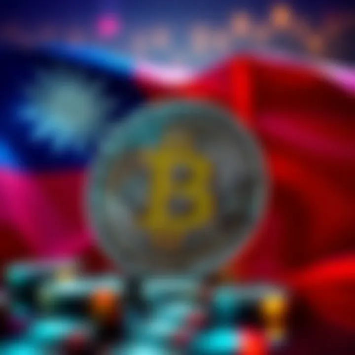 Illustration showing Bitcoin symbol with Taiwan's flag in the background, highlighting the country's financial strategy.