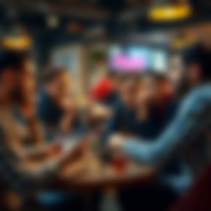 A group of friends discussing Bitcoin over coffee, with one person showing a smartphone with a Bitcoin graph, while others listen intently, interested but skeptical.