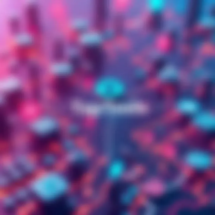 An illustrated overview of the TapTools platform showing blockchain connections and features, representing advancement in technology.