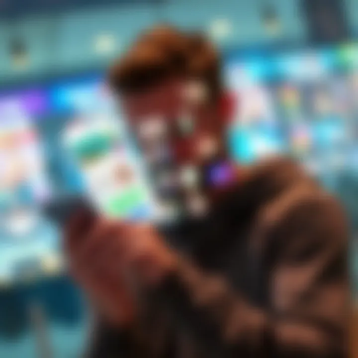 A person looking at their phone with various ads related to baby products displayed on the screen, suggesting personalized advertising,