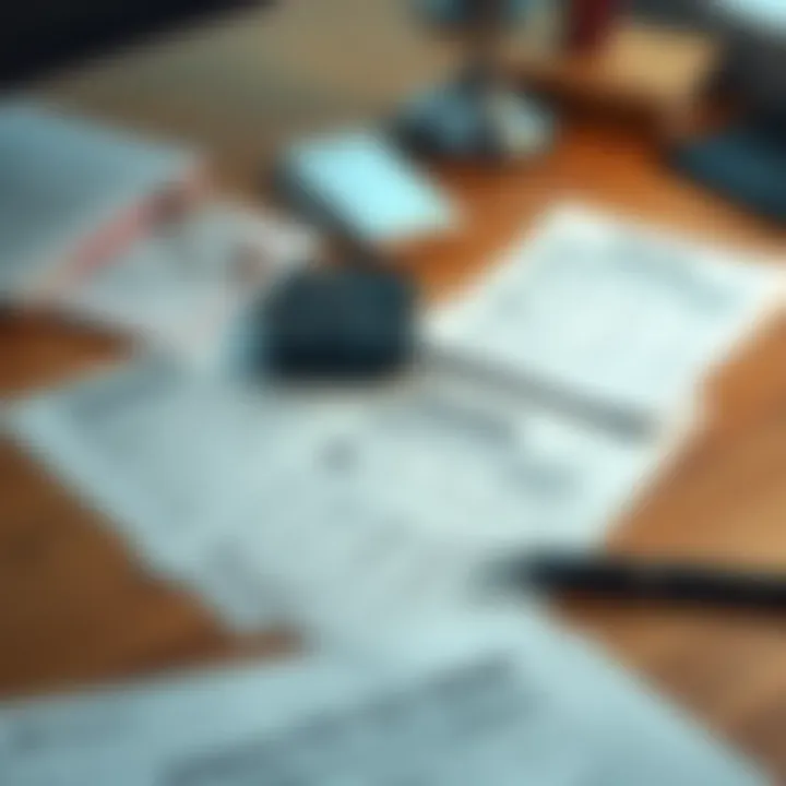 A collection of tax forms, including 1099s, placed on a wooden desk with a calculator and pen nearby, illustrating the tax filing process.