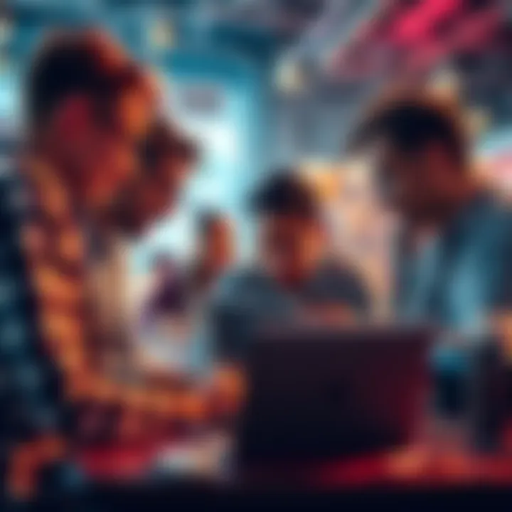 Team collaborating at a hackathon Group of people brainstorming and coding together during a hackathon event
