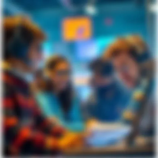 A group of people collaborating on AI and machine learning projects, focused on computer vision and video analytics for the Flipkart Hackathon.