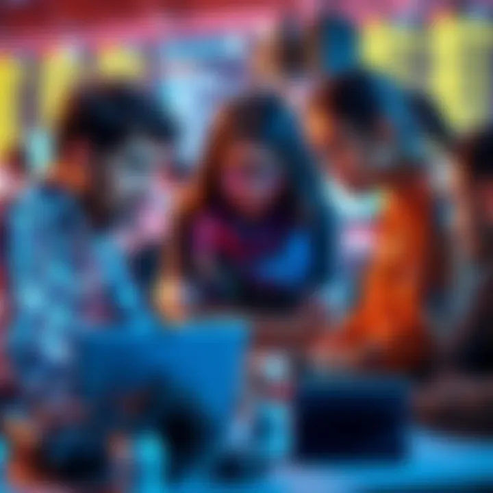 Group of people working together on data analysis with Python and visualization tools at a hackathon.