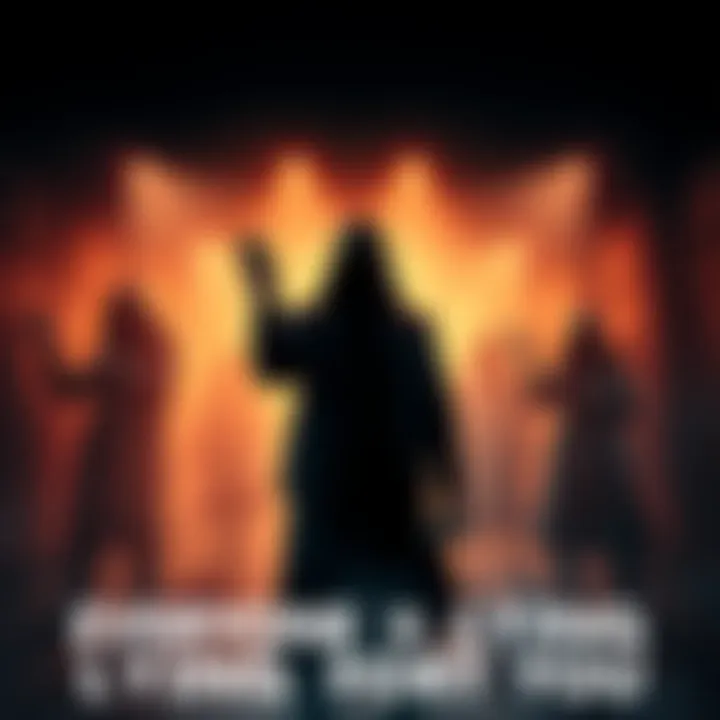 A dramatic poster showing shadowy figures exchanging money and secrets, capturing the theme of deception and profit.