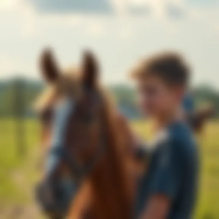 A 17-year-old boy looks at a brown mare in a sunny field, contemplating the financial responsibilities of horse ownership.