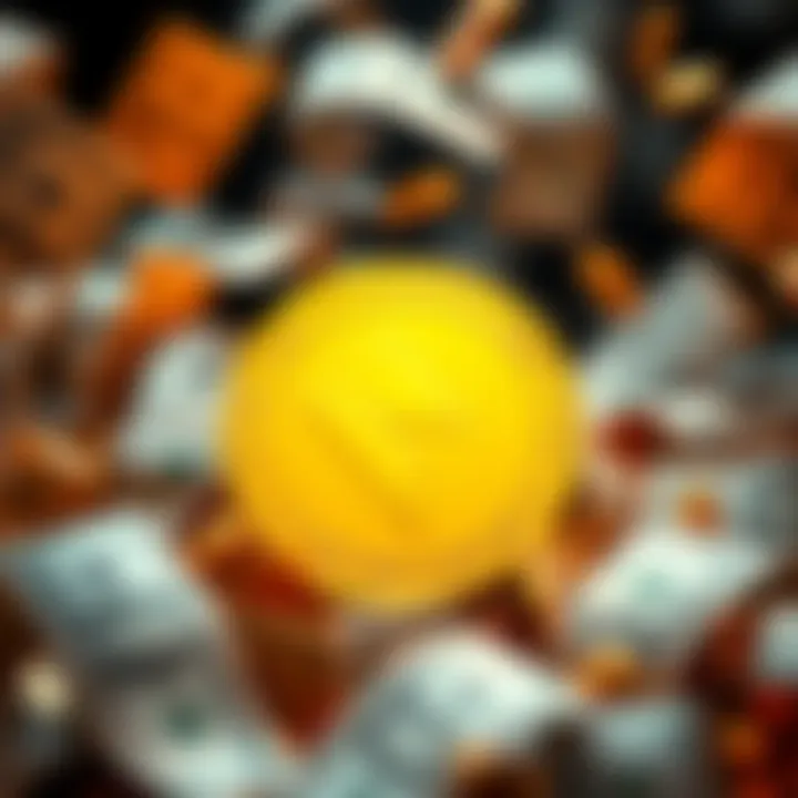 A visual representation of Tether currency being associated with gold, symbolizing its role as a central bank in future finance, surrounded by dollar bills fading away.