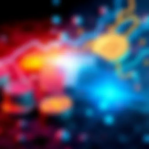 An illustrated representation of Tether, symbolizing its role in the cryptocurrency market with coins and digital symbols around it.