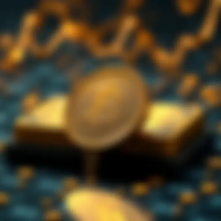 A visual representation of Tether's gold-backed currency with gold bars and digital money symbols, illustrating the concept of financial strategy.