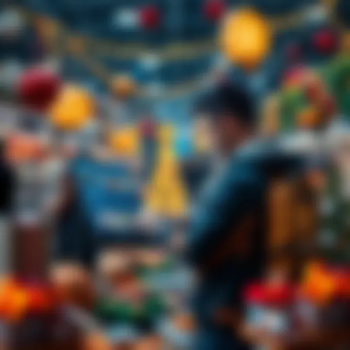 Thanksgiving and Black Friday Shopping A person browsing online deals on BitMart during Thanksgiving and Black Friday with festive decorations around